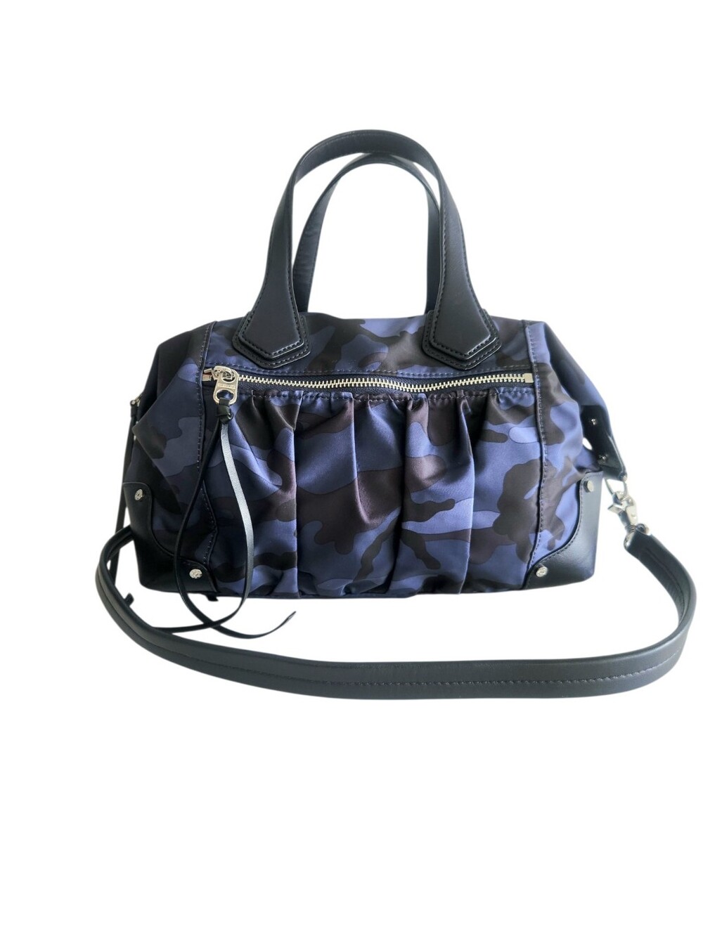 MZ Wallace Josie Bedford Nylon Tote Dark Blue Camouflage Handbag EUC